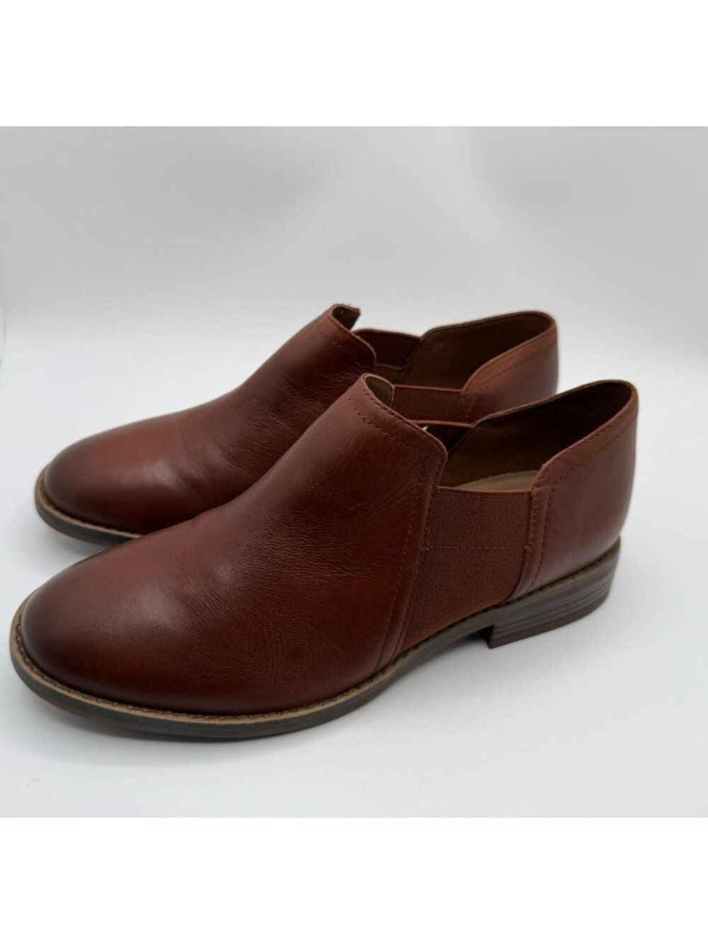 Clark Camzin Slip On Booties  Women Size 7.5M Brown Leather Minimalist Casual